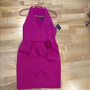 Jessica Howard Pink Ruffled Halter Cocktail Dress